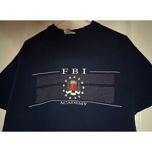 Vintage 90's FBI Academy Single Stitch Graphic Navy Blue T-Shirt Mens Large NWOT